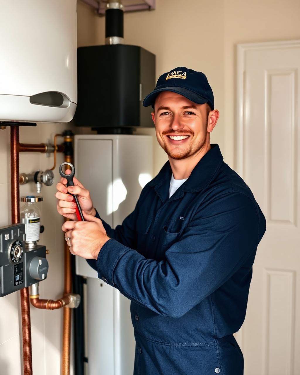 UK plumber servicing a modern boiler — Plumbing Lead Generation Agency