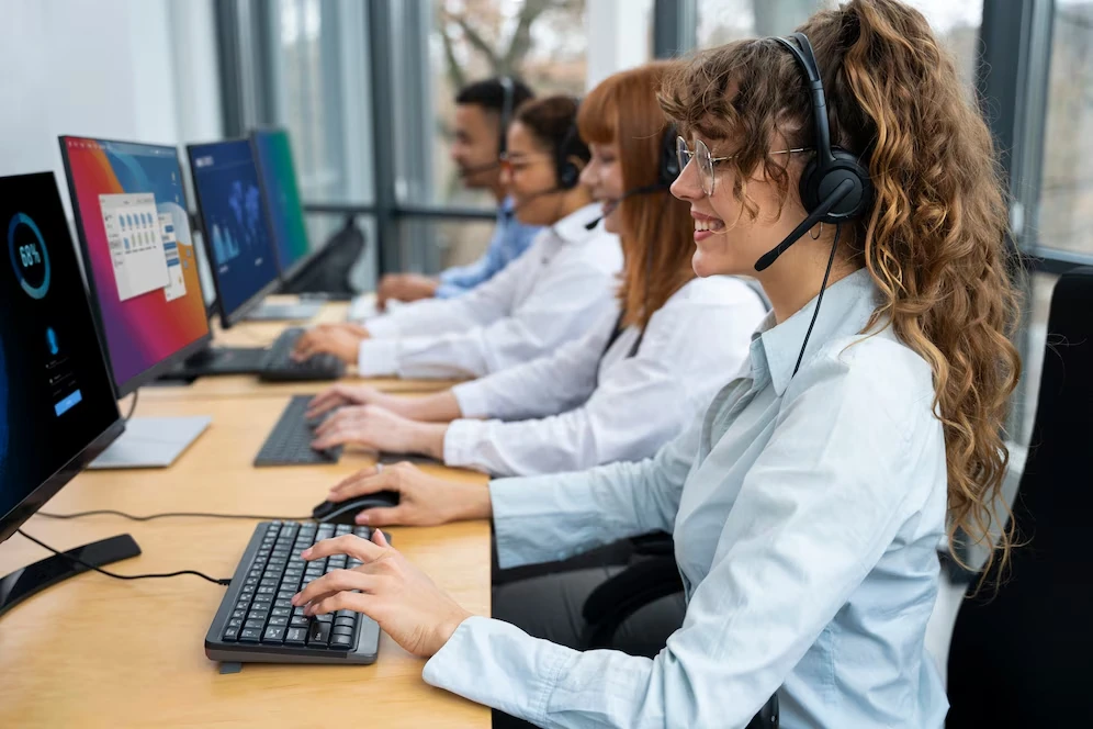 customer support team handling commercial plumbing calls